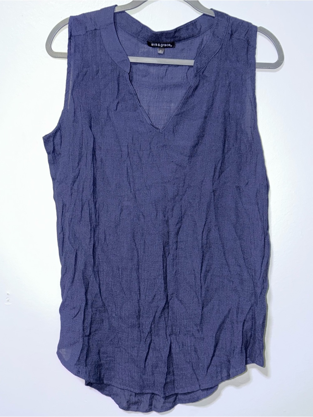 Ava & Grace Navy Sleeveless V-Neck Tank